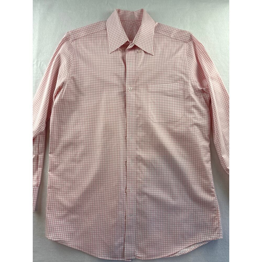 Men’s JWM J.Hillburn Pink Checkered Cotton Dress Shirt L-XL